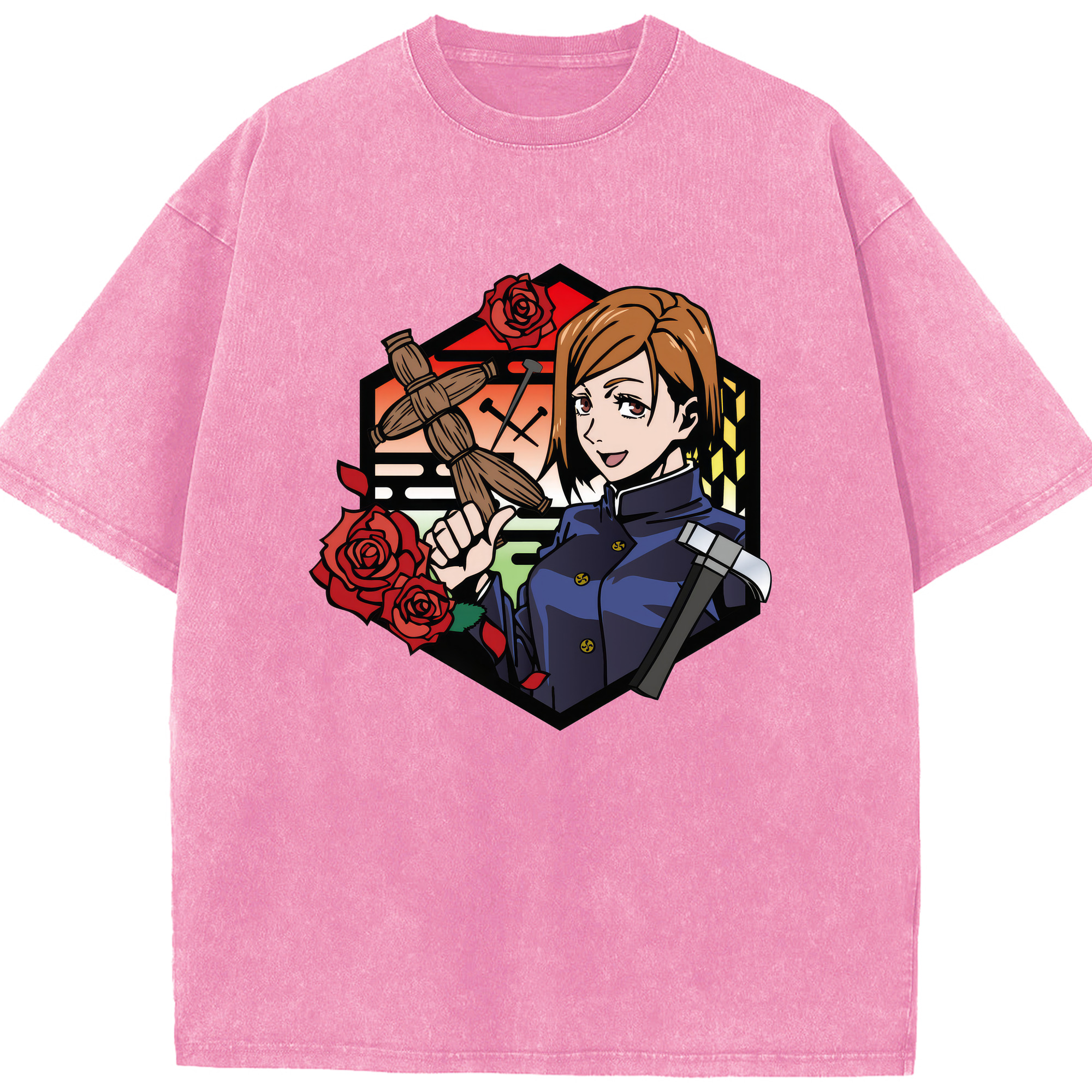 （画像用） 呪術廻戦 Jujutsu Kaisen 綿100% ヴィンテージ風 半袖Tシャツ（フロントプリント）